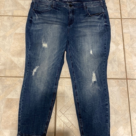 Lane Bryant solid blue stretch skinny mid rise plus size jeans size 24 - Picture 1 of 5